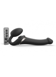 Черный безремневой страпон Multi Orgasm Size M с клиторальной стимуляцией - Strap-on-me - купить с доставкой в Евпатории