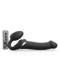 Черный безремневой страпон Multi Orgasm Size L с клиторальной стимуляцией - Strap-on-me - купить с доставкой в Евпатории