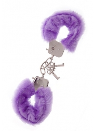 Фиолетовые меховые наручники METAL HANDCUFF WITH PLUSH LAVENDER - Dream Toys - купить с доставкой в Евпатории