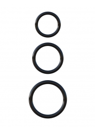 Набор из трех черных эрекционных колец Silicone 3-Ring Stamina Set - Pipedream - в Евпатории купить с доставкой