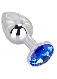 Анальное украшение BUTT PLUG  Small с синим кристаллом - 7 см. - Anal Jewelry Plug - купить с доставкой в Евпатории
