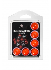 Набор из 6 шариков с массажным маслом Brazilian Balls с ароматом ягод - Secret Play - купить с доставкой в Евпатории