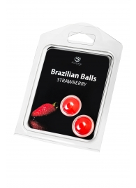 Набор из 2 шариков с массажным маслом Brazilian Balls с ароматом клубники - Secret Play - купить с доставкой в Евпатории