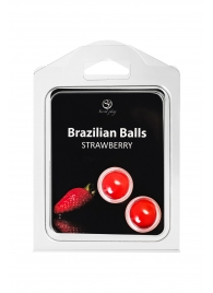 Набор из 2 шариков с массажным маслом Brazilian Balls с ароматом клубники - Secret Play - купить с доставкой в Евпатории