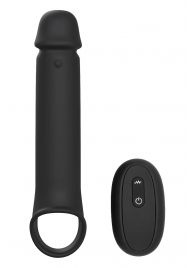 Черная насадка-удлинитель с вибрацией Vibrating Extender With Remote - Dream Toys - в Евпатории купить с доставкой