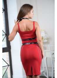 Черно-серебристая портупея-юбка plus size с цепочками - БДСМ Арсенал - купить с доставкой в Евпатории