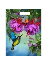 Пакет с принтом в виде колибри в цветах с вырубной ручкой (31х40 см) - Сима-Ленд - купить с доставкой в Евпатории