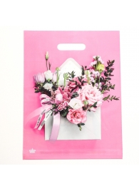 Розовый пакет с цветочным принтом и вырубной ручкой (40х31 см) - Сима-Ленд - купить с доставкой в Евпатории