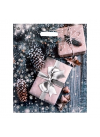 Новогодний пакет с принтом в виде подарков и вырубной ручкой (45х38 см) - Сима-Ленд - купить с доставкой в Евпатории