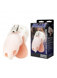 Белая клетка для пениса Silicone Small 2 in Cock Cage With Ball Divider - BlueLine - купить с доставкой в Евпатории