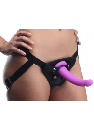 Лиловый поясной страпон Navigator Silicone G-Spot Dildo with Harness - 17,8 см. - XR Brands - купить с доставкой в Евпатории