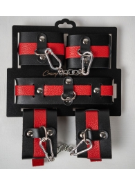 Черно-красный набор фиксаций: наручники, оковы и ошейник - Crazy Handmade - купить с доставкой в Евпатории