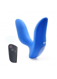 Синий вибромассажер простаты 3,5’’ Remote Control Curve P-spot Massager - 12 см. - Erokay - в Евпатории купить с доставкой