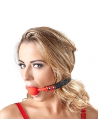 Силиконовый кляп-шар на чёрных ремешках Red Gag silicone - Orion - купить с доставкой в Евпатории