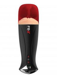 Телесный мастурбатор-вагина в черной колбе с вибрацией Fuck-O-Matic Pro XL - Pipedream - в Евпатории купить с доставкой