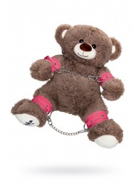 Бондажный набор: бурый мишка с розовыми оковами и наручниками - Pecado - купить с доставкой в Евпатории