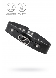 Черный чокер-ошейник со связанными кольцами на подложке - Pecado - купить с доставкой в Евпатории