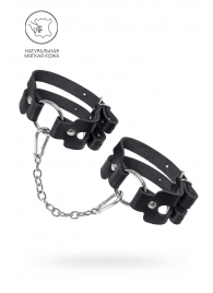 Черные кожаные оковы из двух ремешков - Pecado - купить с доставкой в Евпатории
