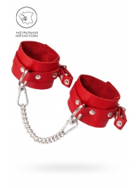 Красные мягкие кожаные оковы с люверсами - Pecado - купить с доставкой в Евпатории