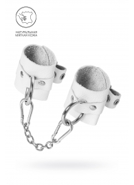 Белые мягкие кожаные наручники с люверсами - Pecado - купить с доставкой в Евпатории