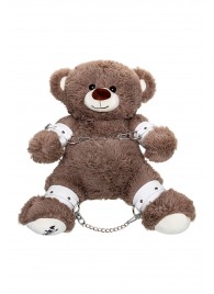 Бондажный набор: бурый мишка с белыми оковами и наручниками - Pecado - купить с доставкой в Евпатории