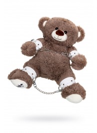 Бондажный набор: бурый мишка с белыми оковами и наручниками - Pecado - купить с доставкой в Евпатории