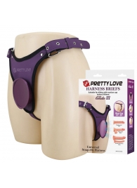 Фиолетовые трусики харнесс с платформой Caludio III - Baile - купить с доставкой в Евпатории