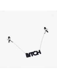 Зажимы на соски с кожаной подвеской Bitch - Crazy Handmade - купить с доставкой в Евпатории