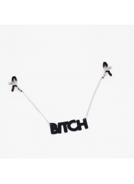 Зажимы на соски с кожаной подвеской Bitch - Crazy Handmade - купить с доставкой в Евпатории