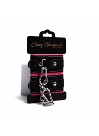 Черно-розовые скругленные наручники с мягкой подкладкой - Crazy Handmade - купить с доставкой в Евпатории