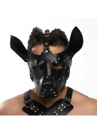Черная кожаная маска «Собака» - Crazy Handmade - купить с доставкой в Евпатории