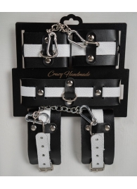 Набор фиксаторов из черной и белой натуральной кожи - Crazy Handmade - купить с доставкой в Евпатории