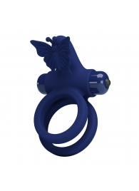 Синее эрекционное кольцо с вибростимуляцией клитора - Baile - в Евпатории купить с доставкой