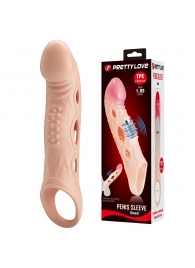 Телесная удлиняющая насадка с рельефом и вибрацией Brad - 21,3 см. - Baile - в Евпатории купить с доставкой