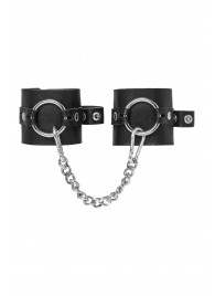 Черные наручники из толстой натуральной кожи с люверсами - Pecado - купить с доставкой в Евпатории