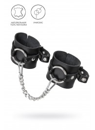 Черные наручники из толстой натуральной кожи с люверсами - Pecado - купить с доставкой в Евпатории