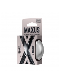 Черные утолщенные презервативы MAXUS Extra Strong с железным кейсом - 3 шт. - Maxus - купить с доставкой в Евпатории