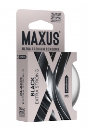 Черные утолщенные презервативы MAXUS Extra Strong с железным кейсом - 3 шт. - Maxus - купить с доставкой в Евпатории
