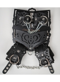 Черный ажурный кожаный набор фиксаций - Crazy Handmade - купить с доставкой в Евпатории