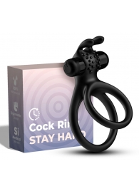 Черное эрекционное виброкольцо с подхватом мошонки Stay Hard - Boys of Toys - в Евпатории купить с доставкой