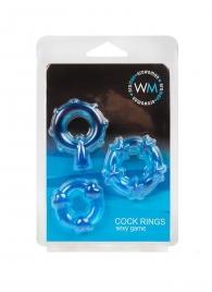 Набор из 3 синих эрекционных колец с различным рельефом - Erowoman-Eroman - в Евпатории купить с доставкой