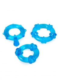 Набор из 3 синих эрекционных колец с различным рельефом - Erowoman-Eroman - в Евпатории купить с доставкой