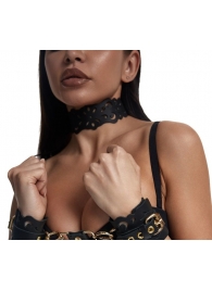 Черный ажурный чокер с золотистой фурнитурой - Crazy Handmade - купить с доставкой в Евпатории