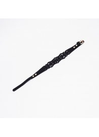 Черный ажурный чокер с золотистой фурнитурой - Crazy Handmade - купить с доставкой в Евпатории