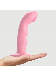 Розовая насадка-стимулятор Strap-On-Me Tapping Dildo Wave - Strap-on-me - купить с доставкой в Евпатории