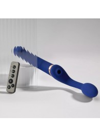 Синий безремневой страпон Multi Orgasm Bendable Strap-On size XL с клиторальной стимуляцией - Strap-on-me - купить с доставкой в Евпатории