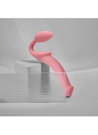 Розовый безремневой страпон Strap-on-me Semi-Realistic Bendable Strap-On size L - Strap-on-me - купить с доставкой в Евпатории