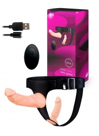 Женский страпон с 2 насадками, вибрацией и пультом ДУ - Erowoman-Eroman - купить с доставкой в Евпатории
