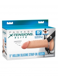 Телесный пустотелый фаллопротез 5’’ Hollow Silicone Strap-On - 14 см. - Pipedream - купить с доставкой в Евпатории