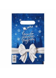 Сине-белый подарочный новогодний пакет с вырубной ручкой (20х30 см) - Сима-Ленд - купить с доставкой в Евпатории
